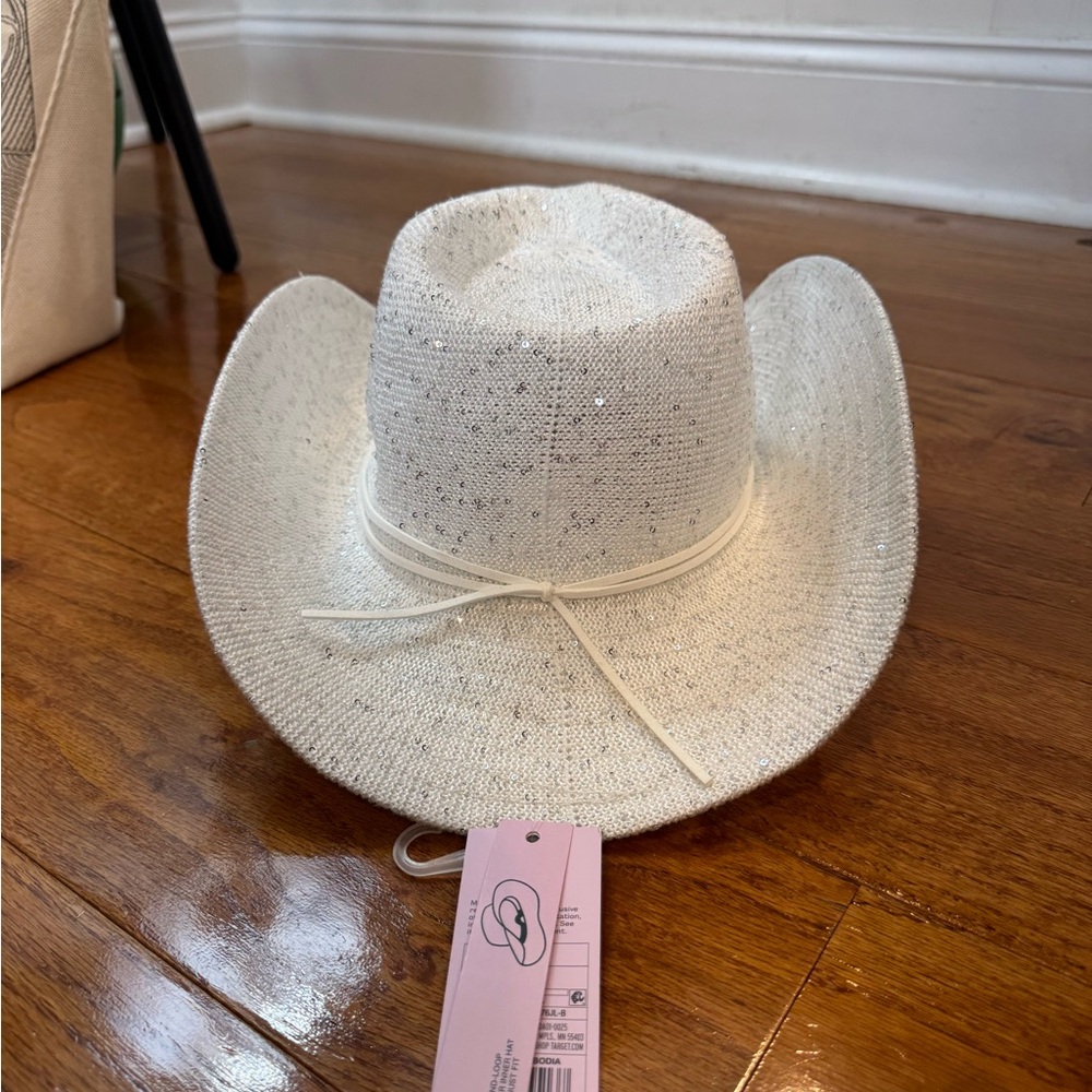 Knit Sparkle Cowboy Rancher Hat in White, Wild Fable, NWT - Picture 4 of 9